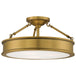 Harbour Point 3 Light Semi Flush in Liberty Gold Finish with Etched White Glass - Minka-Lavery