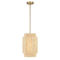 Load image into Gallery viewer, Caviana 1 Light Pendant in Signature Brass Finish with Natural Abaca Shade - Minka-Lavery
