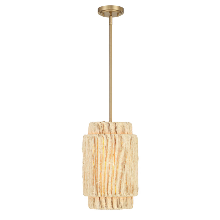 Caviana 1 Light Pendant in Signature Brass Finish with Natural Abaca Shade - Minka-Lavery