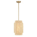 Caviana 1 Light Pendant in Signature Brass Finish with Natural Abaca Shade - Minka-Lavery