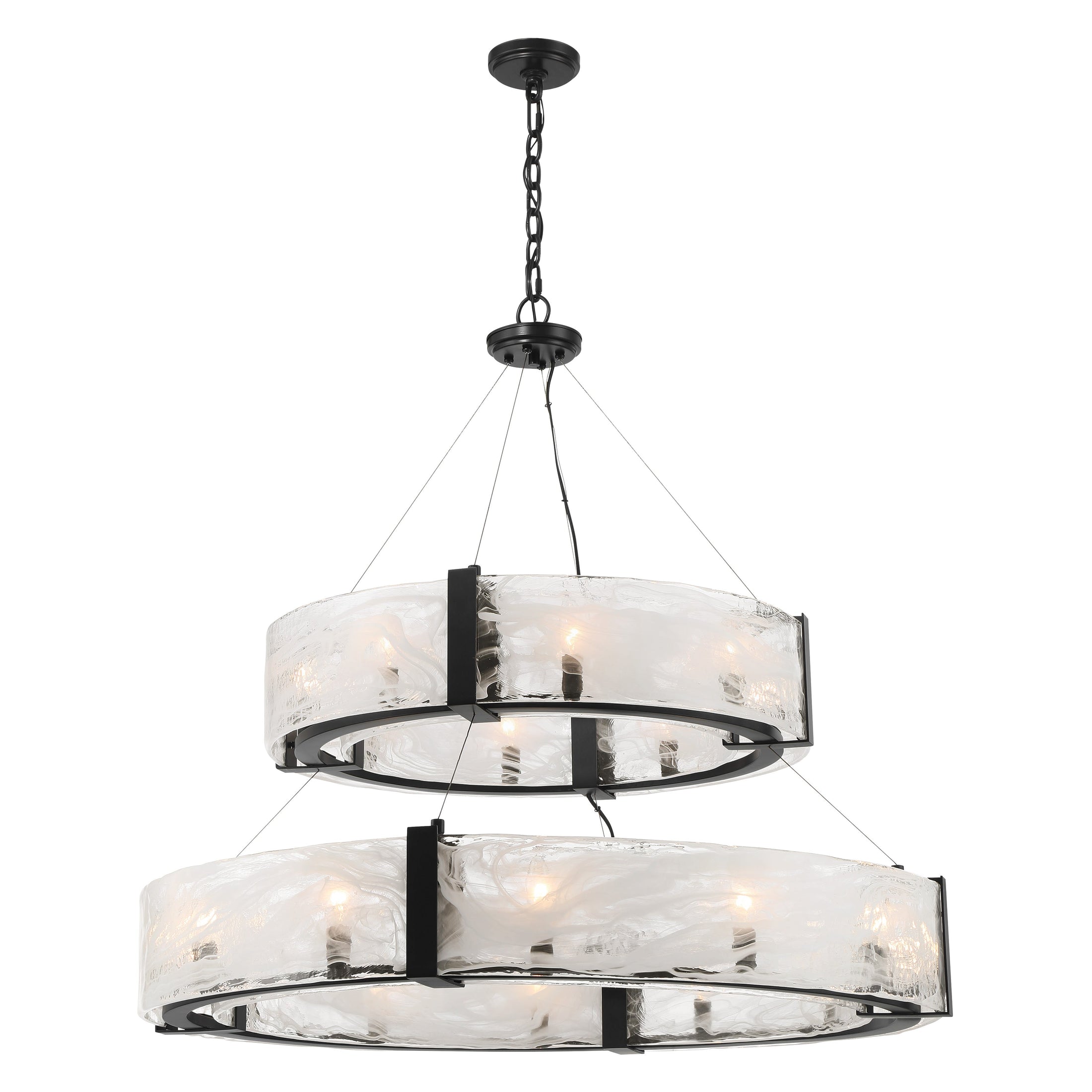 Cloud Break 20 Light Pendant in Coal Black Finish with Cloud Glass and Glass Diffuses bulbs - Minka-Lavery