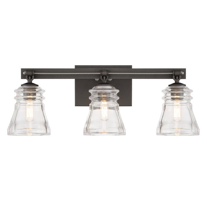 Graham Avenue Graham Avenue - 3 Light Bath Smoked Iron and Brushed Nickel with Clear Pressed Glass - Minka-Lavery