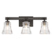 Graham Avenue Graham Avenue - 3 Light Bath Smoked Iron and Brushed Nickel with Clear Pressed Glass - Minka-Lavery