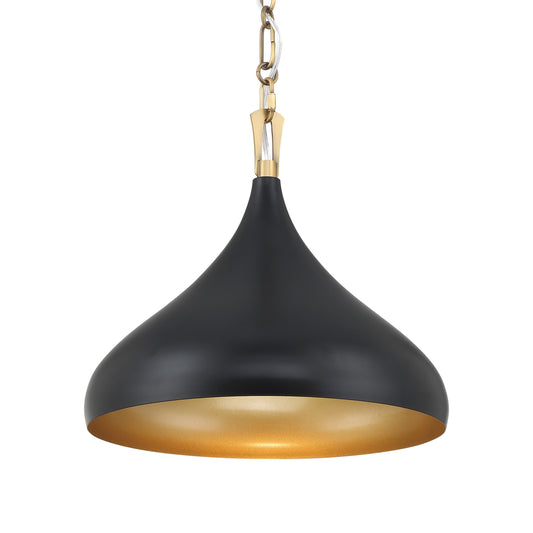 Cedar Lane 1-Light Pendant - Dark Matte Black and Legacy Brass - Minka-Lavery