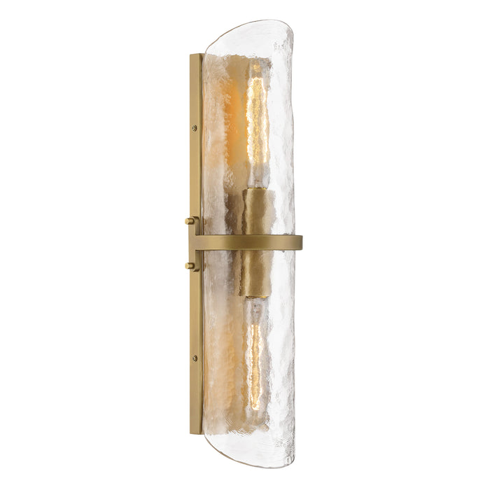 Elora 2-Light Vanity - Legacy Brass with Clear Textured Handmade Glass - Minka-Lavery