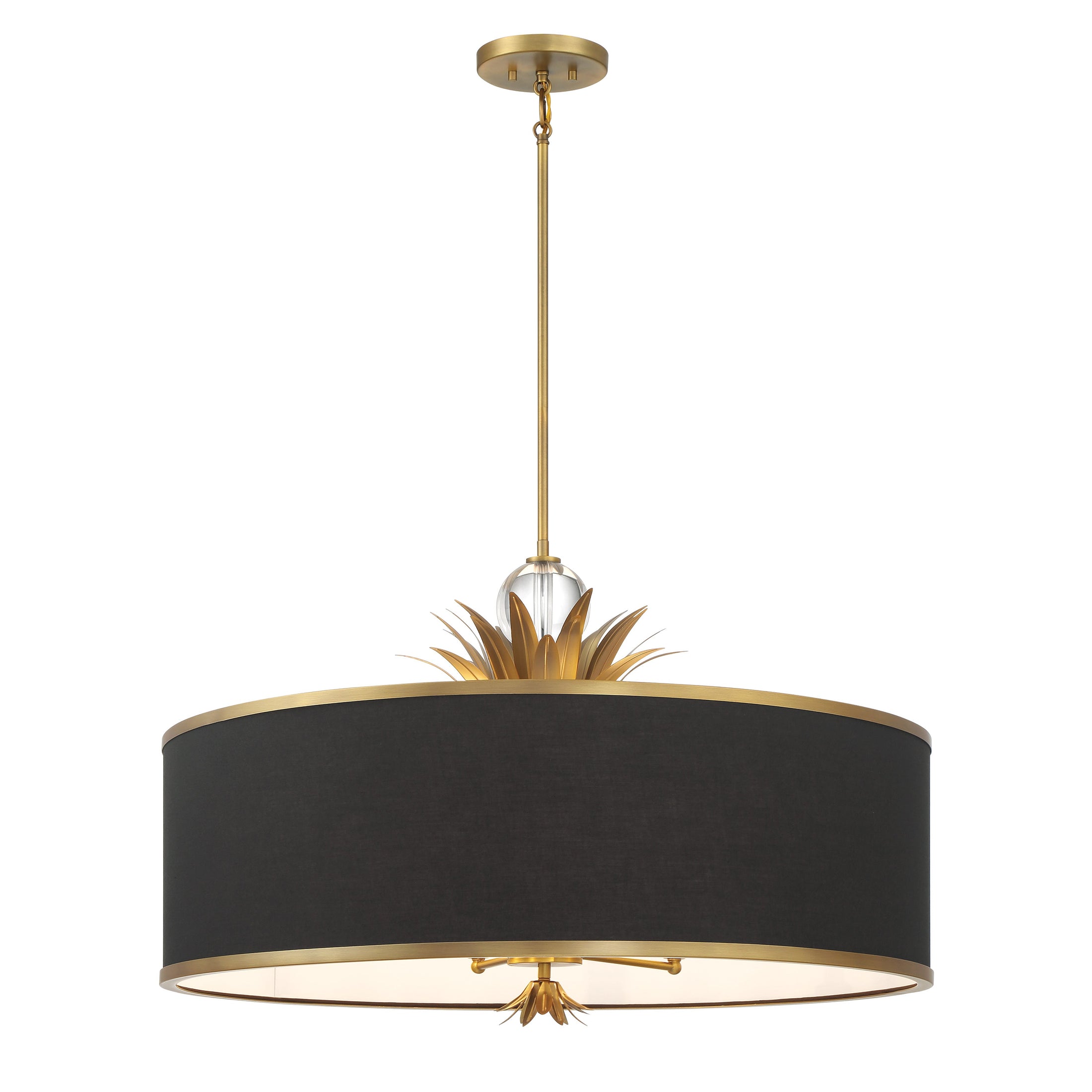 Caprio 6 Light Pendant in Natural Brushed Brass Finish and Fabric Shade - Minka-Lavery