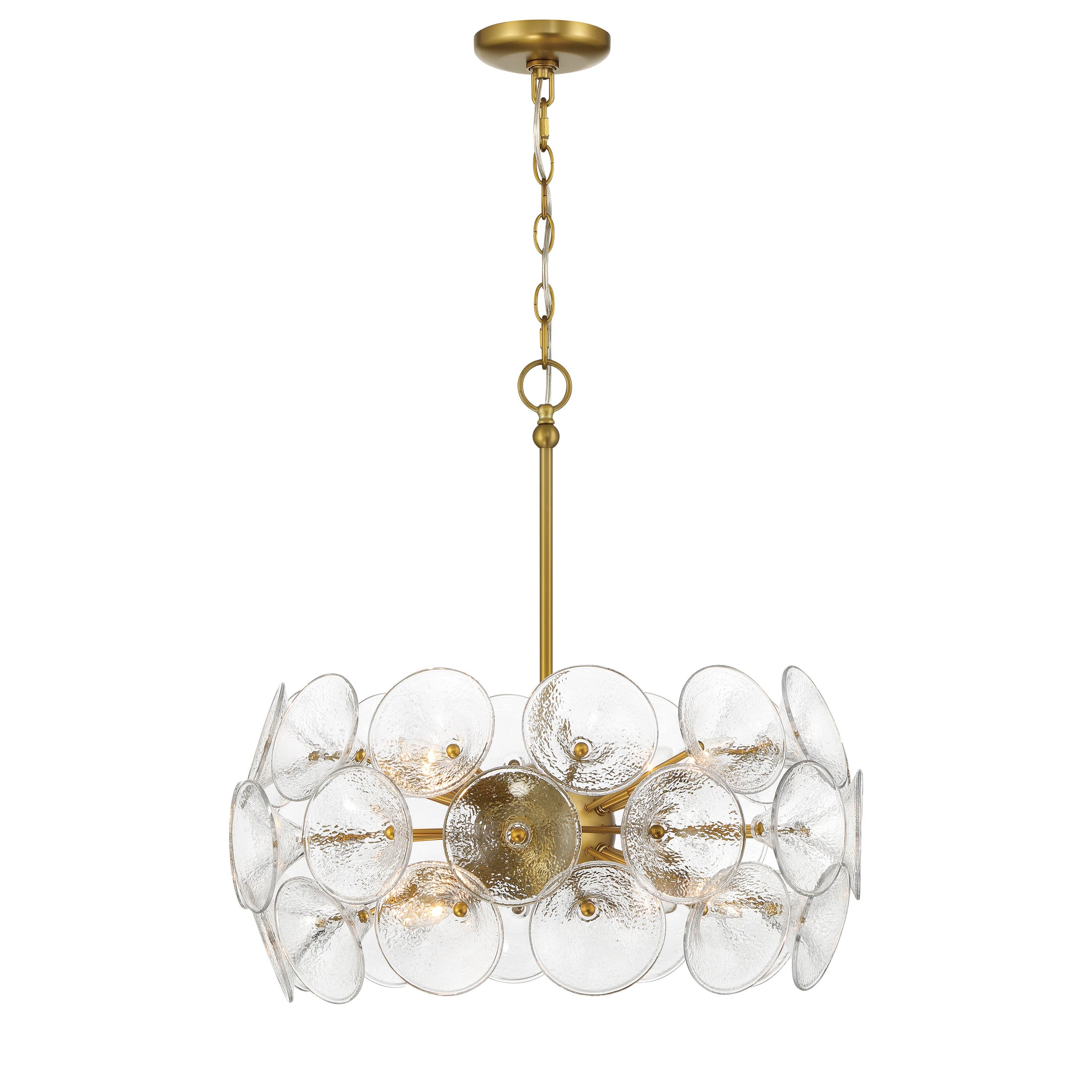 Winter 8 Light Chandelier in soft Brass finish with Textured Clear Fluted Glass - Minka-Lavery