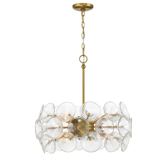 Winter 8 Light Chandelier in soft Brass finish with Textured Clear Fluted Glass - Minka-Lavery