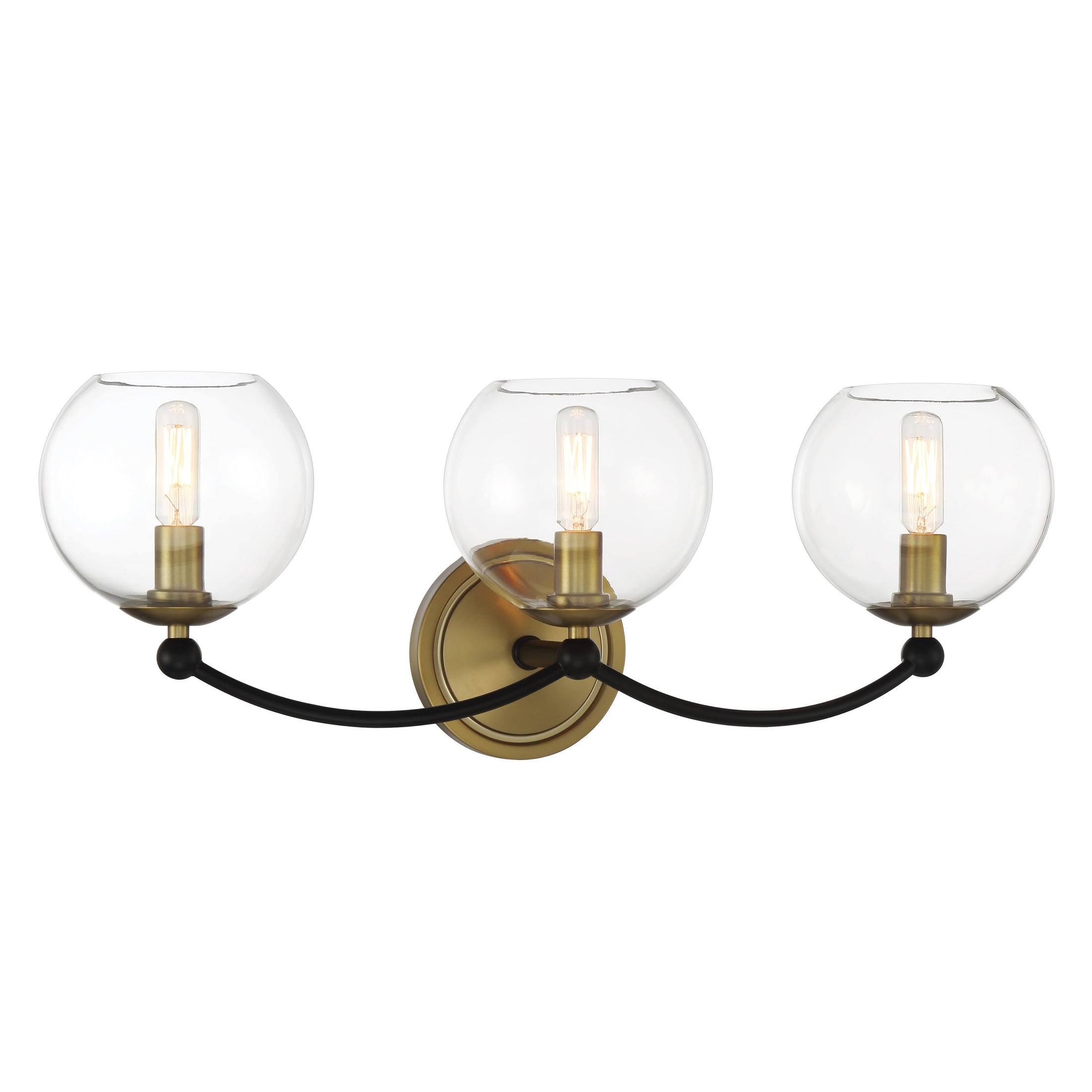 Kearney Park 3 Light Wall Sconce in Coal and Soft Brass Finish with Clear Glass - Minka-Lavery