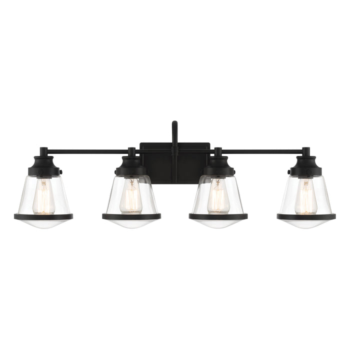 Mannsdale 4 Light Bath Vanity in Coal Black with Clear Glass - Minka-Lavery