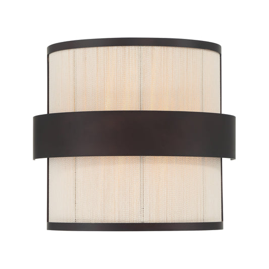 Harbor Wrap 2-Light Wall Sconce - Dark Bronze and Painted Legacy Brass with Tan Cotton Thread - Minka-Lavery