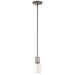 Parsons Studio 1 Light Mini Pendant in Smoked Iron Finish with Clear and Etched White Glass - Minka-Lavery