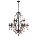 Colonial Charm 9 Light Chandelier with Wood Accents in Old World Bronze with Walnut Finish - Minka-Lavery
