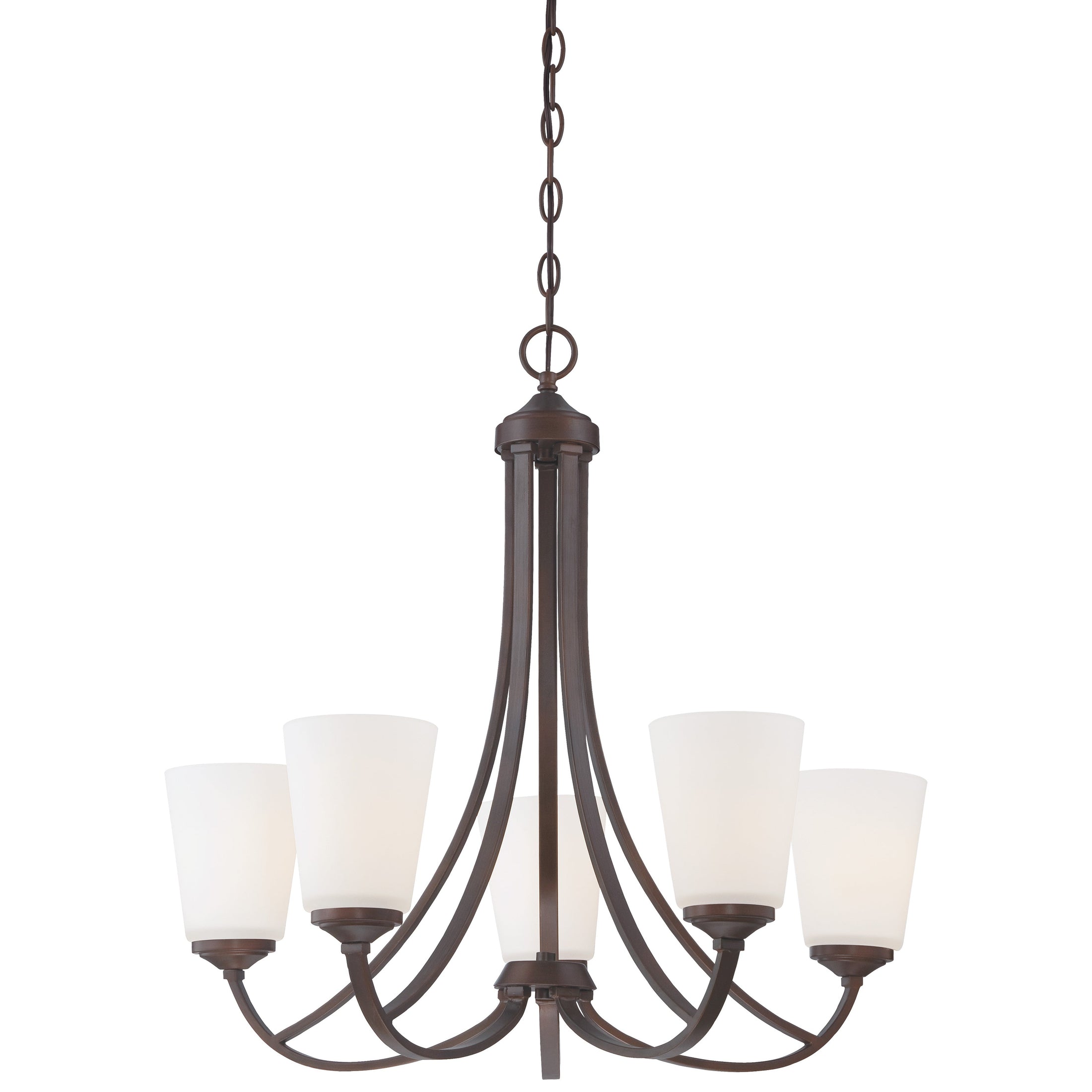 Overland Park 5 Light Candelier in Vintage Bronze Finish with Etched White Glass - Minka-Lavery