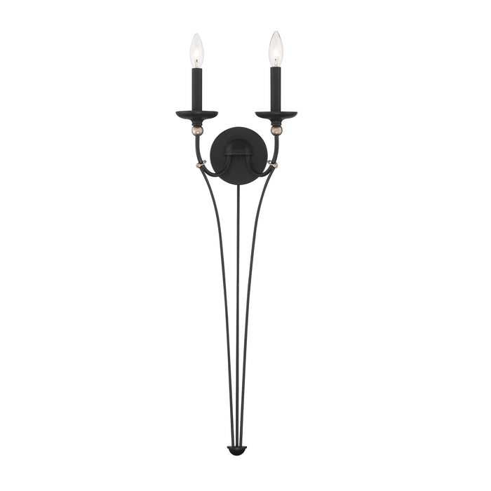 Westchester County 2 Light Wall Sconce in Sand Coal with Skyline Gold Leaf - Minka-Lavery
