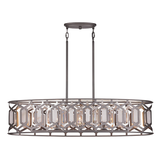 Hexly 5 Light Island in Bronze and Sultry Silver with Clear Crystal and Alabaster Stone Accents - Minka-Lavery