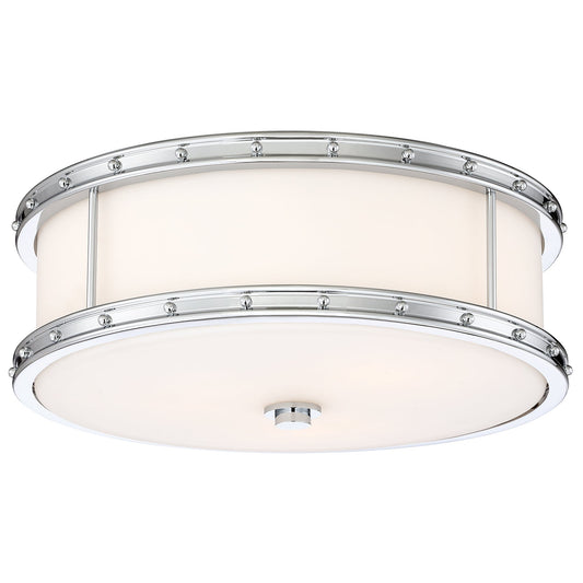 Flush Mount LED 15-1/2" Decorative Flush Mount in Chrome Finish and Etched White Glass - Minka-Lavery