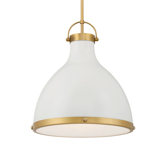 Lynk 1-Light Pendant - Off White Cream and Legacy Brass - Minka-Lavery