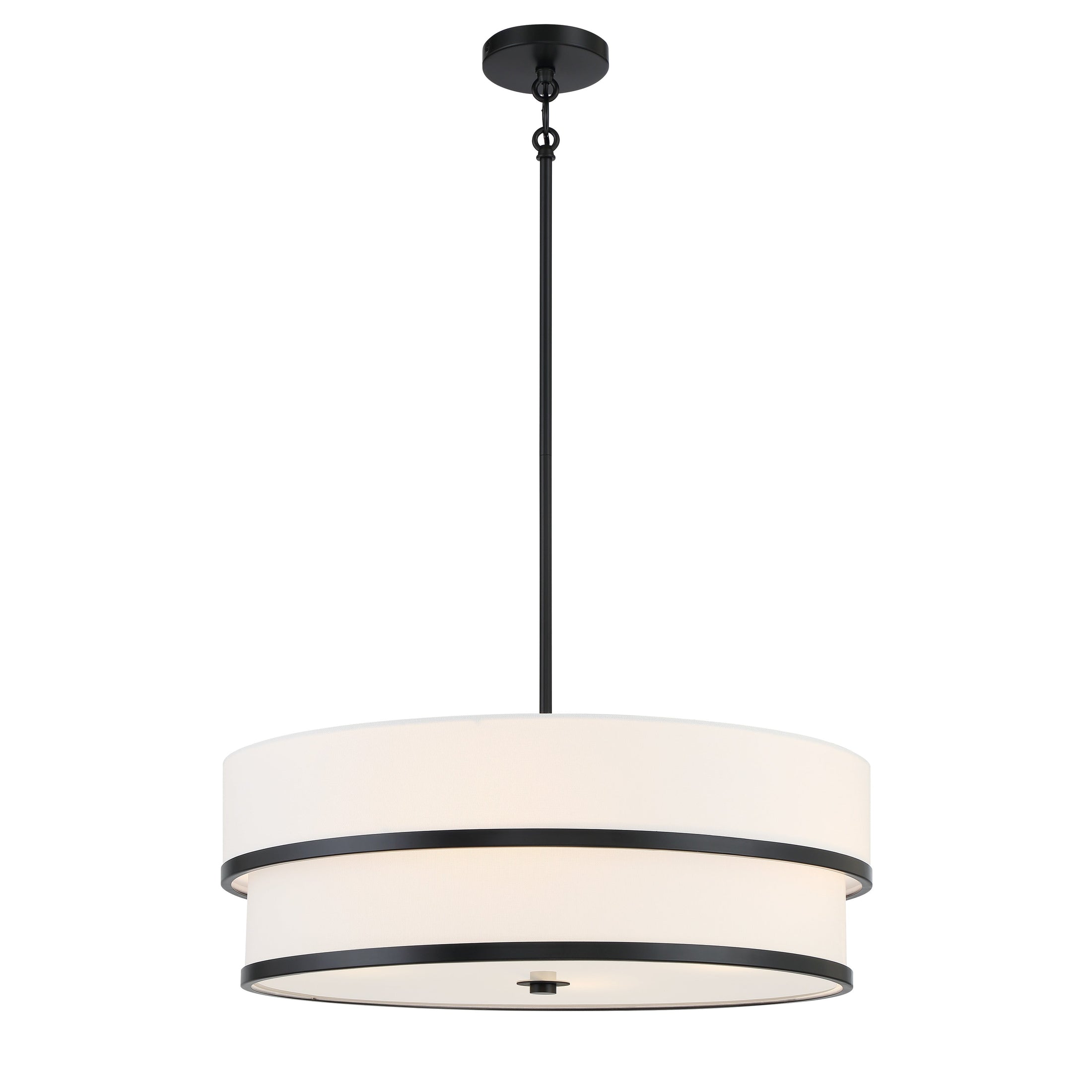 Cascade 4 Light Pendant in Coal Finish with White Linen Shade - Minka-Lavery