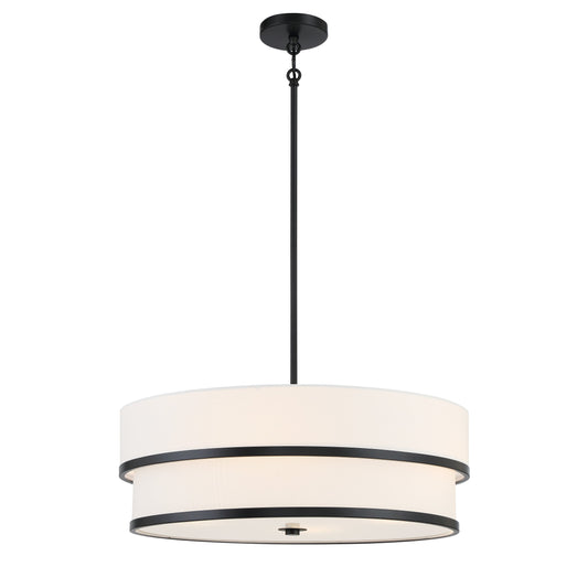 Cascade 4 Light Pendant in Coal Finish with White Linen Shade - Minka-Lavery