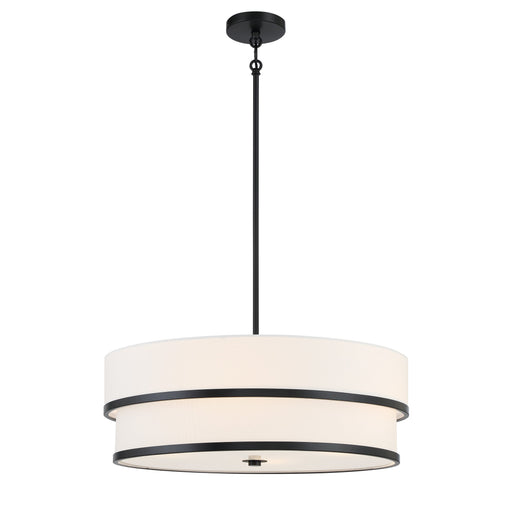 Cascade 4 Light Pendant in Coal Finish with White Linen Shade - Minka-Lavery