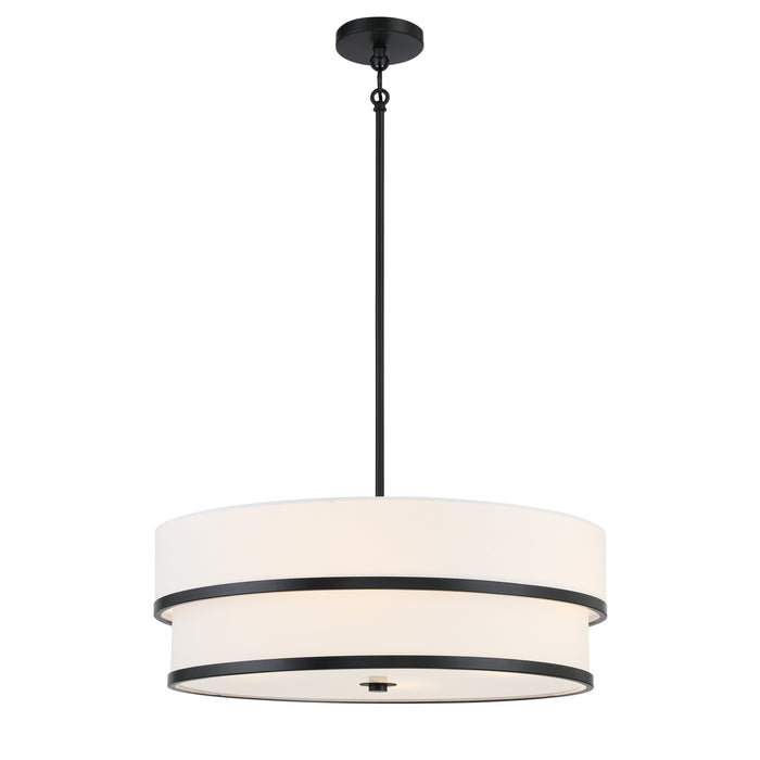 Cascade 4 Light Pendant in Coal Finish with White Linen Shade - Minka-Lavery