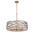 Load image into Gallery viewer, Branch Reality 6 Light Pendant in Ashen Gold with a White Fabric Shade - Minka-Lavery
