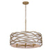 Branch Reality 6 Light Pendant in Ashen Gold with a White Fabric Shade - Minka-Lavery