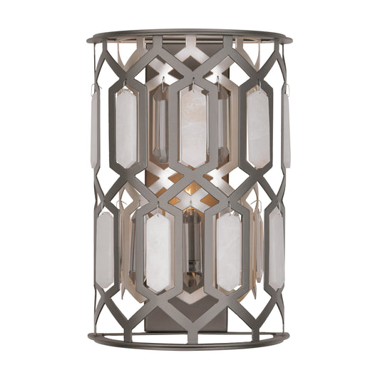 Hexly 16" 1 Light Wall Sconce in Bronze and Sultry Silver with Clear Crystal and Alabaster Stone Accents - Minka-Lavery