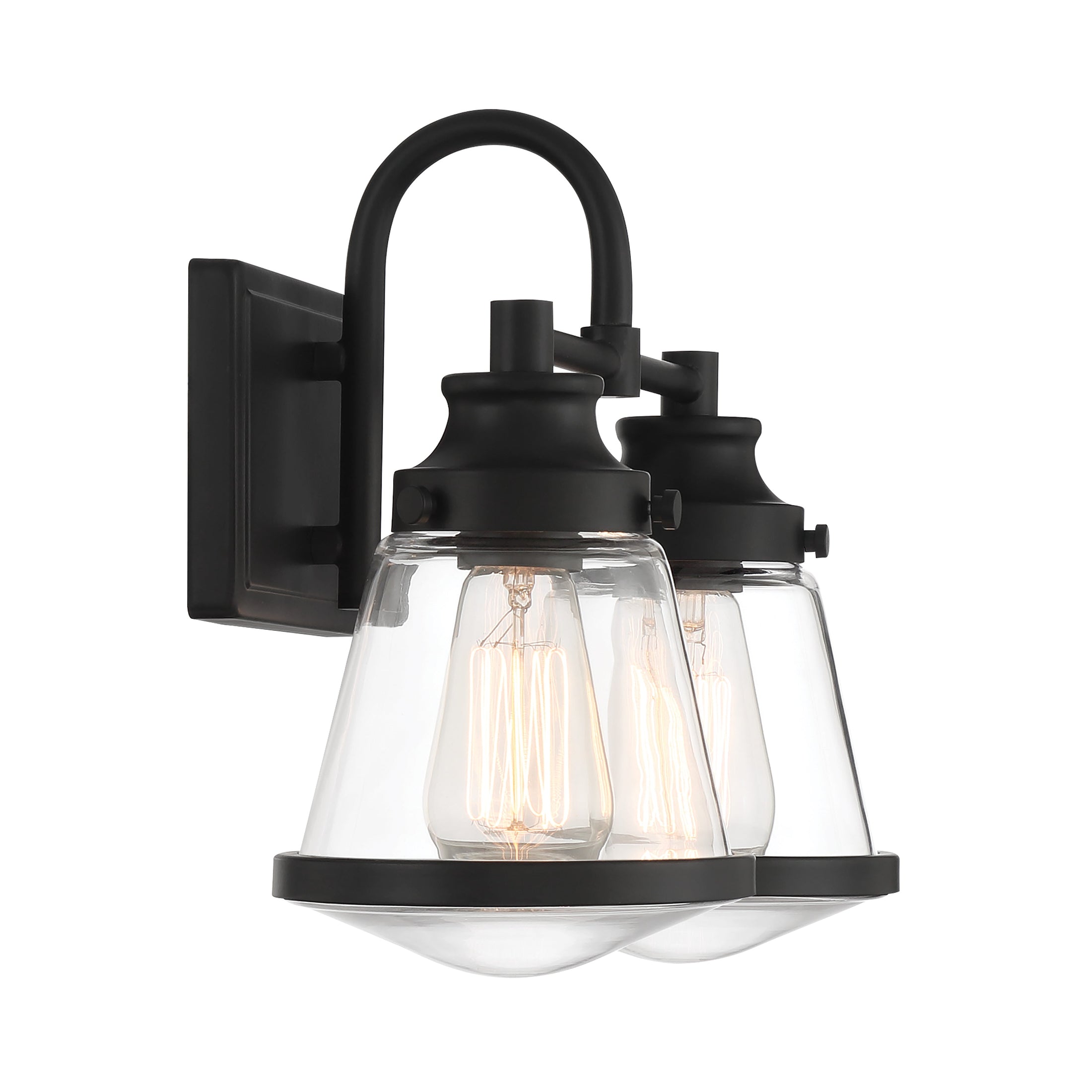 Mannsdale 2 Light Bath Vanity in Coal Black, Reversible with Clear Glass - Minka-Lavery