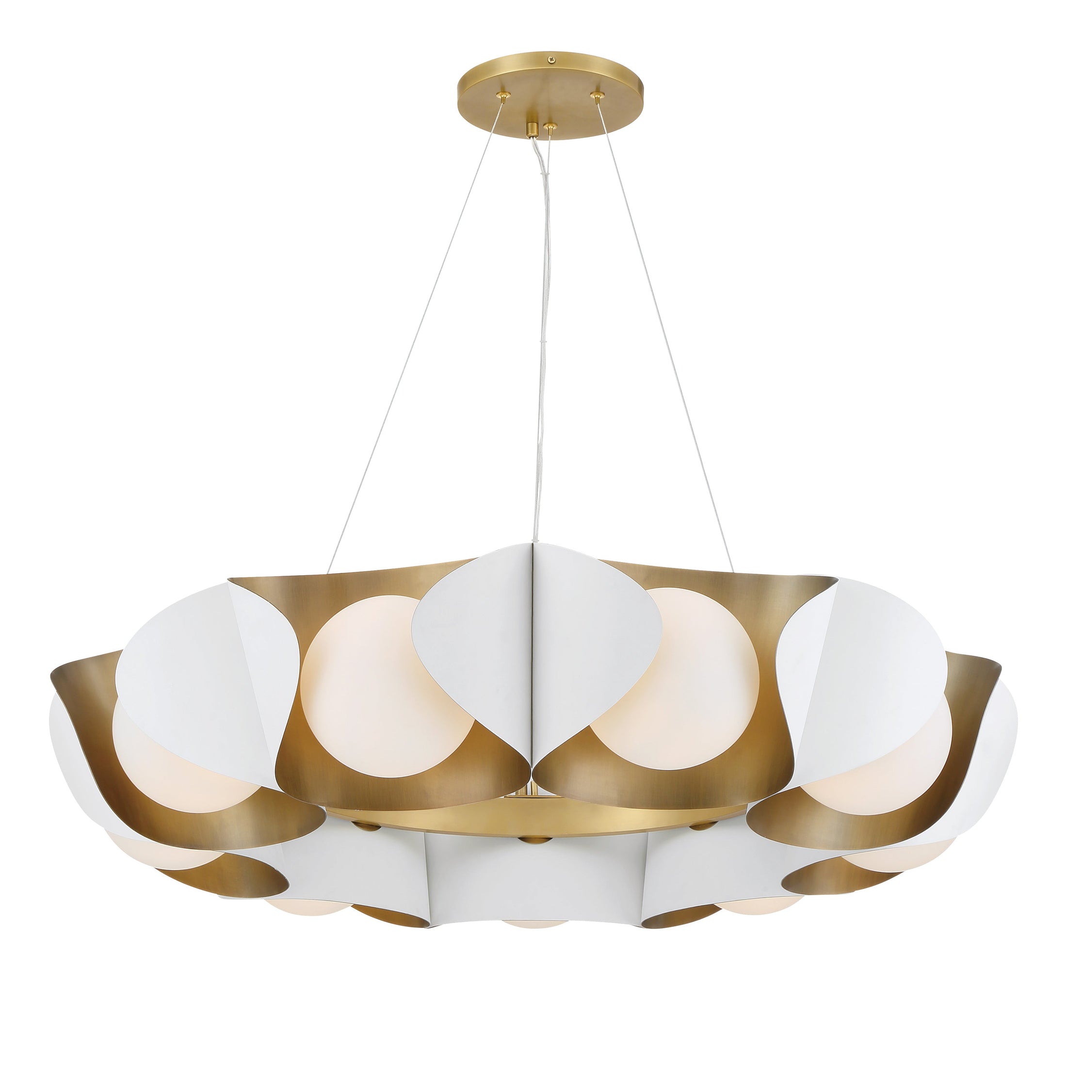 Flare 9-Light Pendant - Sand White and Legacy Brass with Etched Opal Glass - Minka-Lavery