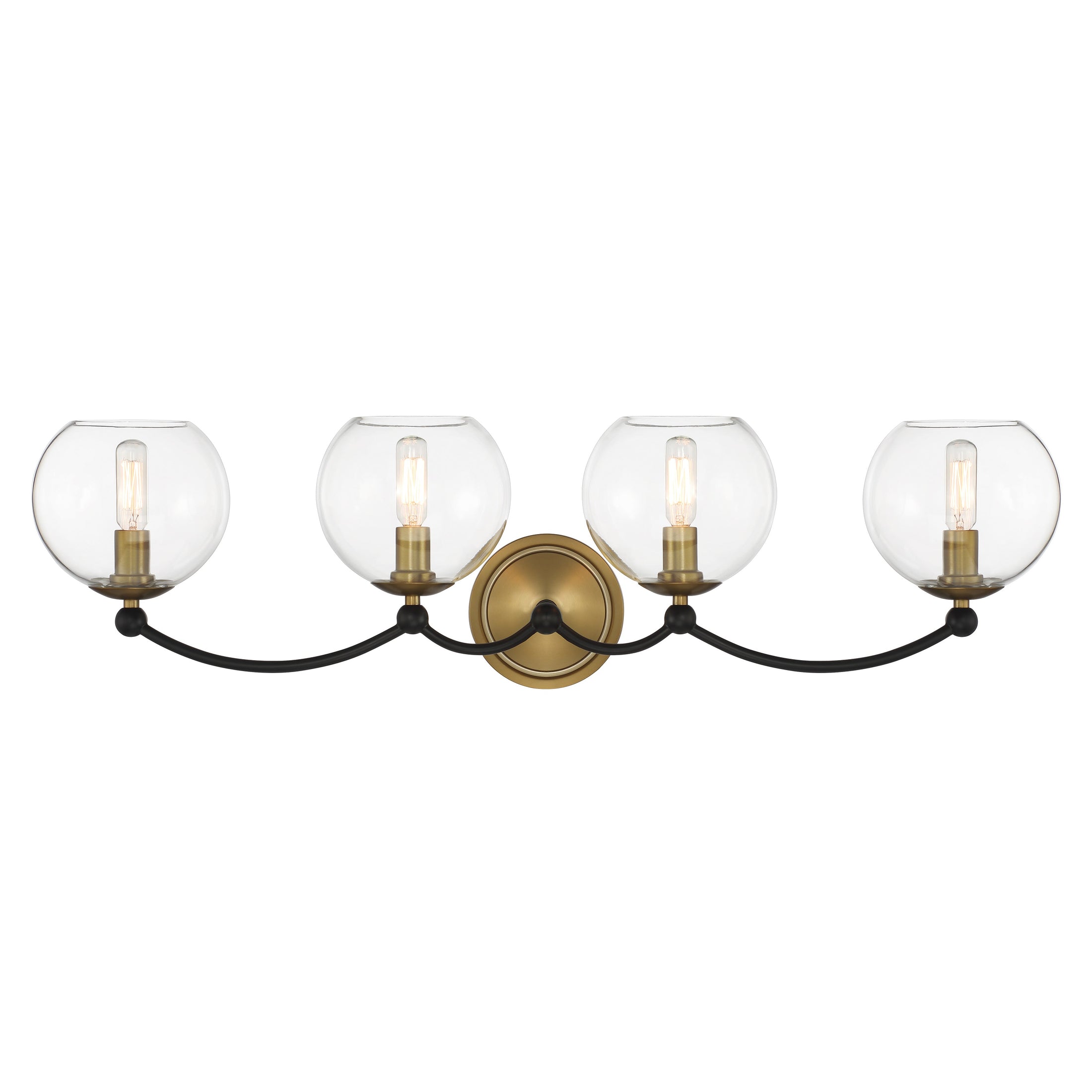Kearney Park 4 Light Wall Sconce in Coal and Soft Brass Finish with Clear Glass - Minka-Lavery