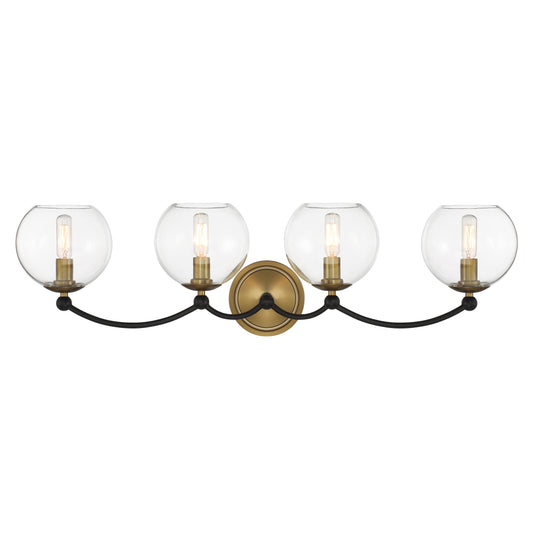 Kearney Park 4 Light Wall Sconce in Coal and Soft Brass Finish with Clear Glass - Minka-Lavery