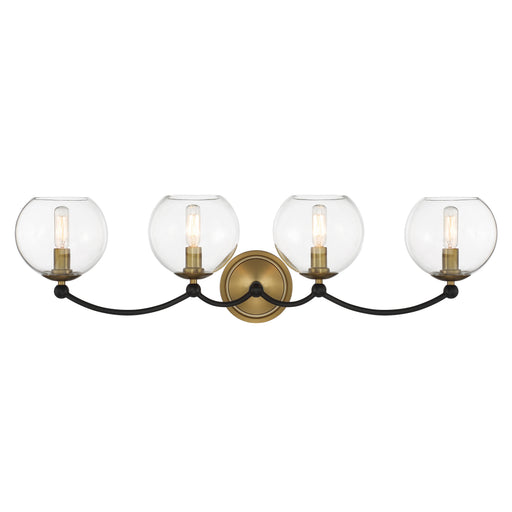 Kearney Park 4 Light Wall Sconce in Coal and Soft Brass Finish with Clear Glass - Minka-Lavery