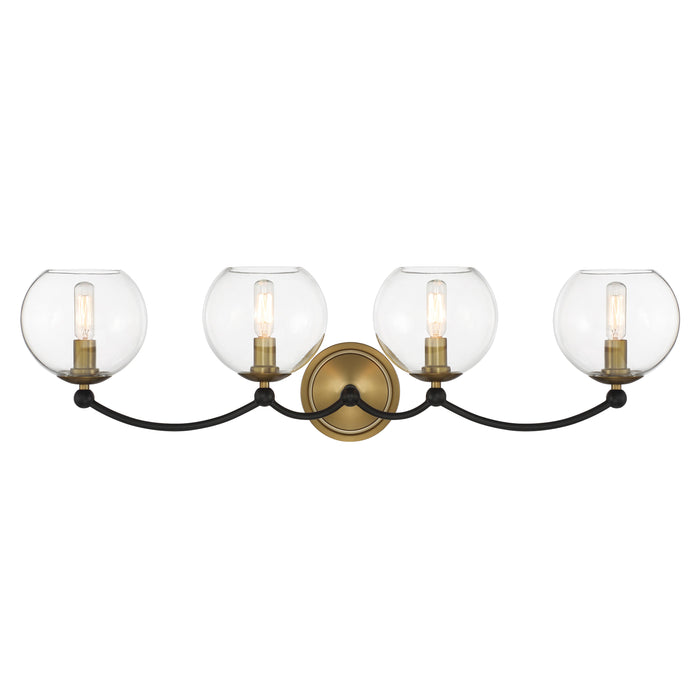 Kearney Park 4 Light Wall Sconce in Coal and Soft Brass Finish with Clear Glass - Minka-Lavery