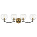 Kearney Park 4 Light Wall Sconce in Coal and Soft Brass Finish with Clear Glass - Minka-Lavery