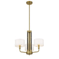 Load image into Gallery viewer, Chelsea by Robin Baron 3 Light Chandelier in Soft Brass Finish with White Silk Shades and Leather Accents, a Robin Baron Design - Minka-Lavery
