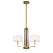 Chelsea by Robin Baron 3 Light Chandelier in Soft Brass Finish with White Silk Shades and Leather Accents, a Robin Baron Design - Minka-Lavery