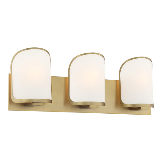 Bishop Crossing 3 Light Bath in Soft Brass Finish with Etched White Glass - Minka-Lavery