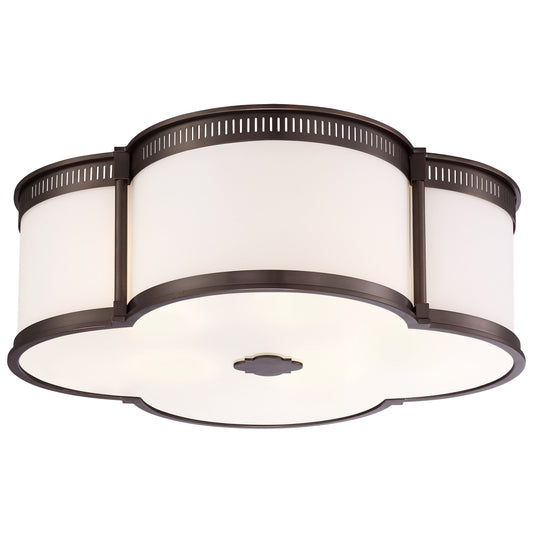 Flush Mount LED 22" Decorative Flush Mount in Harvard Court Bronze Finish and Etched White Glass - Minka-Lavery