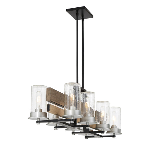 Silver Creek 8 Light Outdoor Island in Stone Grey, Coal and Brushed Nickel Finish with Rope and Clear Seedy Glass - Minka-Lavery