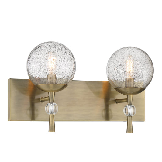 POPULUXE 2 Light Bath Lamp in Oxidized Aged Brass Finish with Clear Volcanic Glass - Minka-Lavery