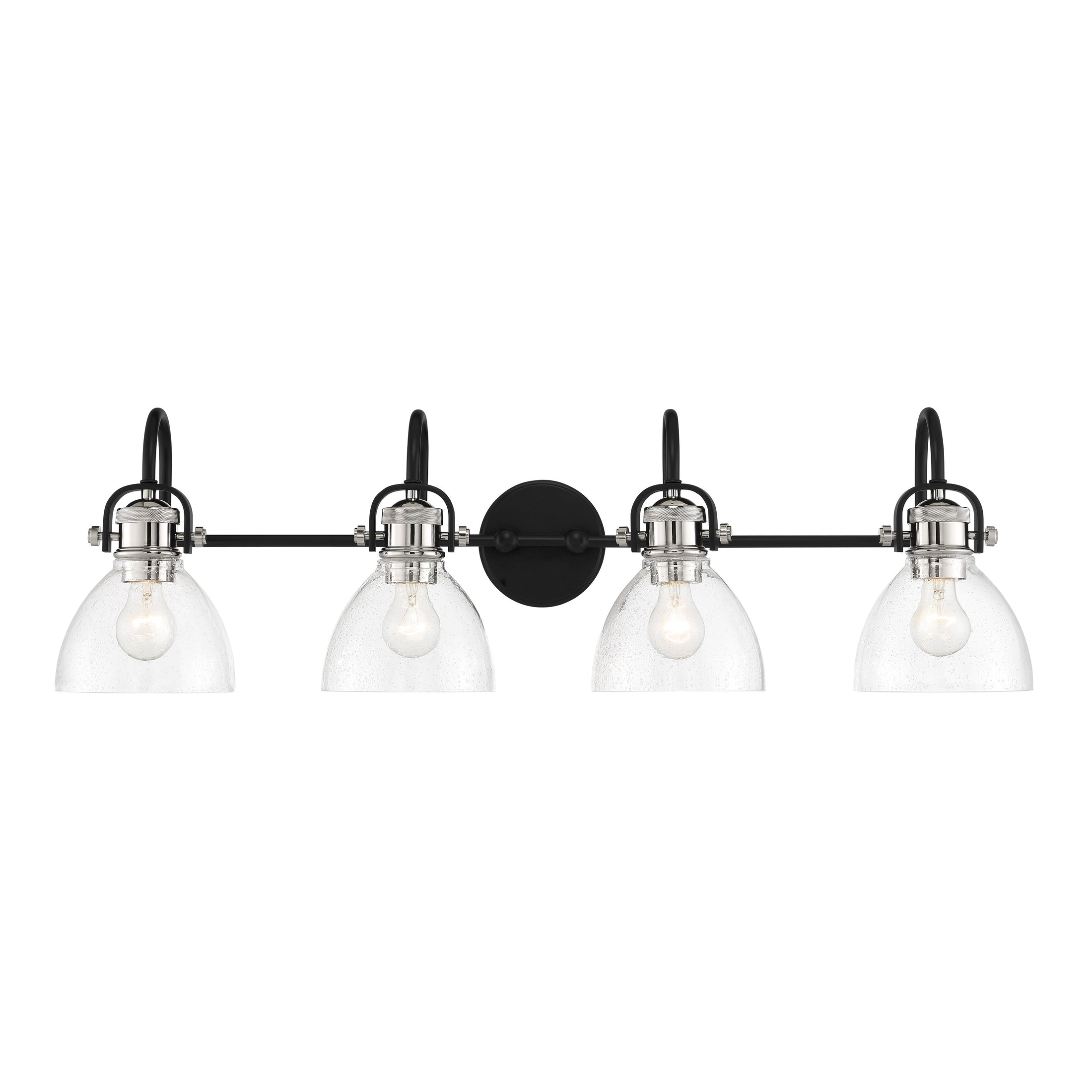 Monico 4 Light Bath in Coal with Polished Nickel with Clear Seedy Glass - Minka-Lavery