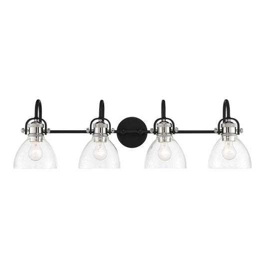 Monico 4 Light Bath in Coal with Polished Nickel with Clear Seedy Glass - Minka-Lavery