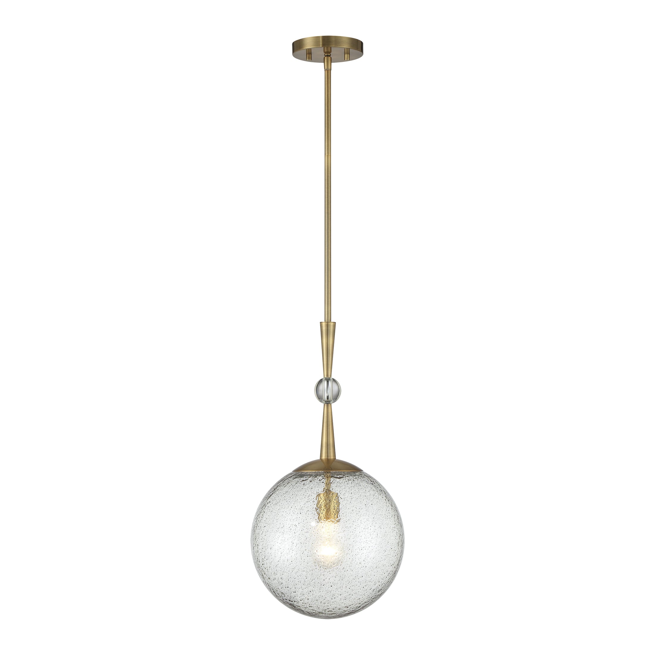 POPULUXE 21" 1 Light Mini Pendant in Oxidized Aged Finish and Clear Volcanic Glass - Minka-Lavery