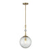POPULUXE 21" 1 Light Mini Pendant in Oxidized Aged Finish and Clear Volcanic Glass - Minka-Lavery