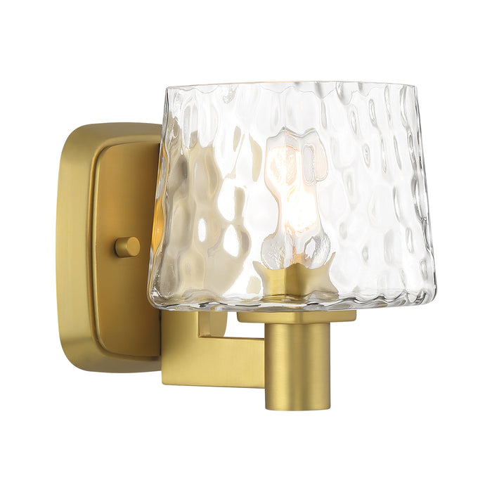 Drysdale 1 Light Bath Vanity in Soft Brass, Reversible, with Clear Hammered Glass - Minka-Lavery