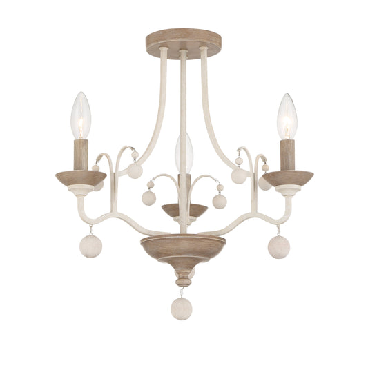 Colonial Charm 3 Light Semi Flush in White Wash Clay Finish - Minka-Lavery