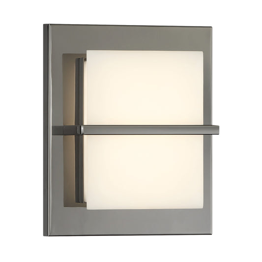 Tarnos 8" LED Wall Sconce in Gun Metal Finish with White Faux Alabaster - Minka-Lavery