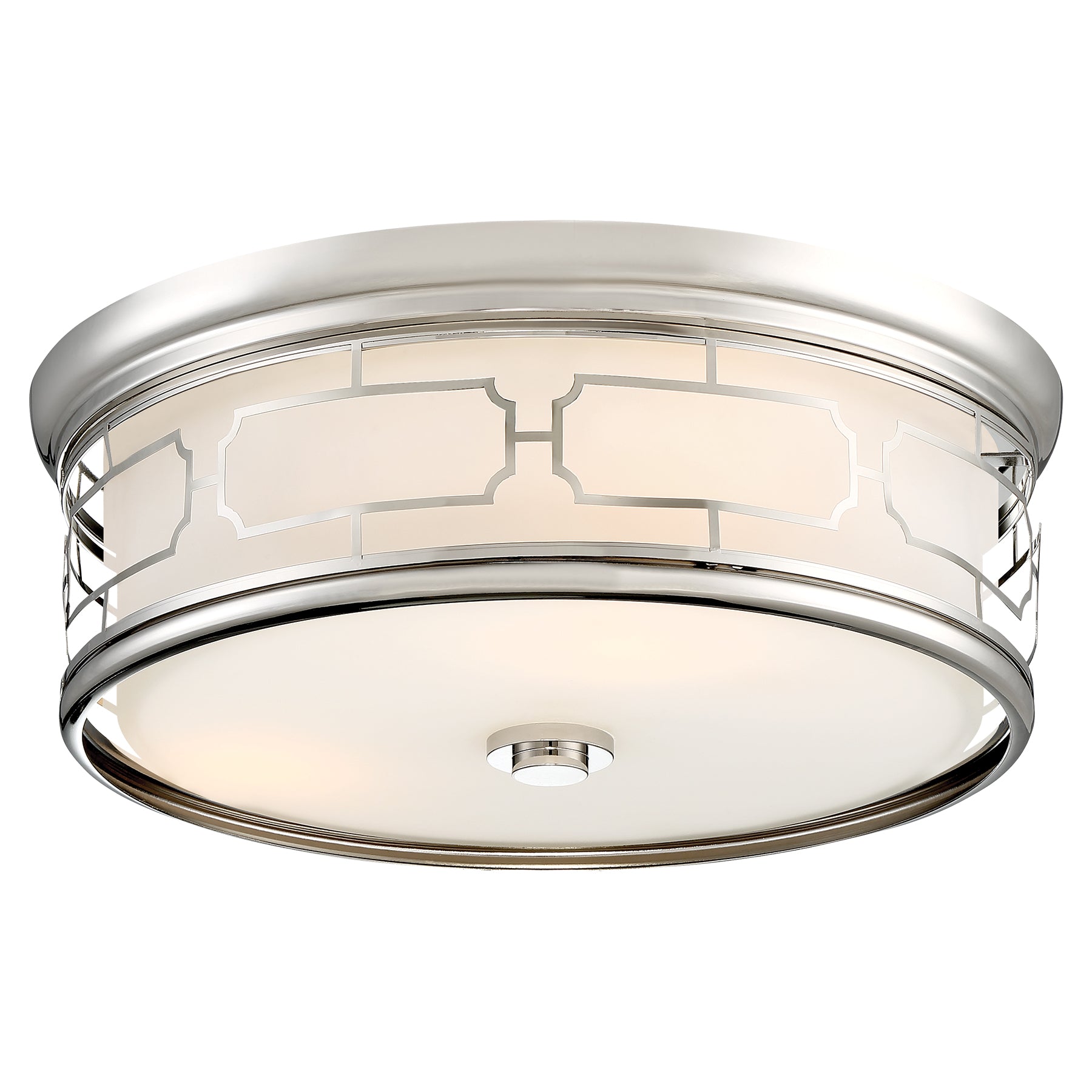 Flush Mount LED 16" Decorative Flush Mount in Polished Nickel Finish with Etched White Glass - Minka-Lavery